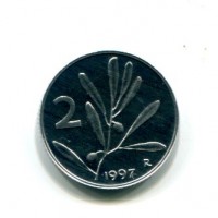 Repubblica Italiana (dal 1946): 2 lire 1997 "Olivo" (Gigante#356a), da confezione zecca
