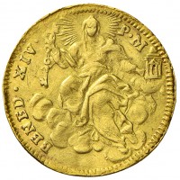 Roma, Benedetto XIV (1740-1758): zecchino s.d. (Muntoni#11), grammi 3.36