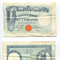 Regno, Vittorio Emanuele III: 50 lire 28/12/1916 (Gigante BI#3/19), strappi-scotch