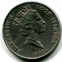 Isole Cook, Elisabetta II (1952-2022): 50 tene 1992 "Tartaruga" (KM#41)
