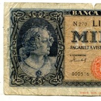 Repubblica: 1.000 lire 11/02/1949 "Italia-Medusa" (Gigante,BI#54C), strappo

