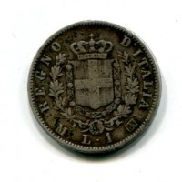 Vittorio Emanuele II (1861-1878): 1 lira 1863-Mi "Stemma" (Gigante#64)