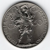 Vaticano, Pio XII (1939-1958): 50 centesimi 1939-I (Gigante#202)
