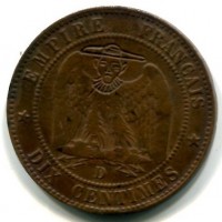 Francia, Napoleone III (1852-1870): 10 centesimi "Satirico"

