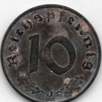 Germania, Terzo Reich (1933-1945): 10 reichspfennig 1940-J "Svastica" (KM#101)
