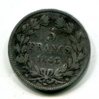 Francia, Luigi Filippo (1830-1848): 5 franchi 1843-B (Gadoury#678)
