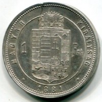 Ungheria, Francesco Giuseppe (1848-1916): 1 fiorino 1881 (KM#465), graffi al R/
