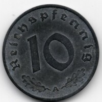 Germania, Terzo Reich (1933-1945): 10 reichspfennig 1943-A (KM#101)
