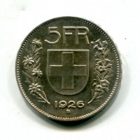 Svizzera, Confederazione: 5 franchi 1926
