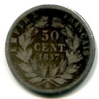 Francia, Napoleone III (1852-1870): 50 centesimi 1857-A (Gadoury#414)
