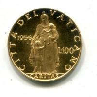 Vaticano, Pio XII (1939-1958): 100 lire 1956-XVIII (Gigante#114)
