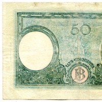 Repubblica Sociale Italiana: 50 lire 08/10/1943 "Grande L" (Gigante#BI,12A)
