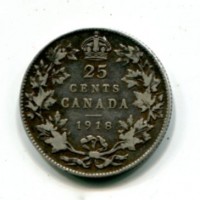 Canada, Giorgio V (1910-1936): 25 cent. 1918 (KM#24)
