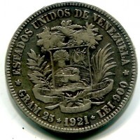 Venezuela: 5 bolivares 1921 (KM#24.2)
