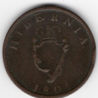 Irlanda, Giorgio III (1760-1820): 1/2 penny 1805 (Spink#6621), colpo
