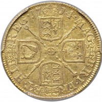 Gran Bretagna, Anna (1701-1714): ghinea 1714 (Spink#3574), in slab PCGS XF40