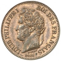 Francia, Luigi Filippo (1830-1848): 2 centesimi 1842 "ESSAI" (Mazard#1119,Gadoury#97), grammi 2,50. Conservazione ottimale con rame rosso