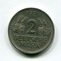 Germania, Rep. Federale (dal 1949): 2 marchi 1951-J (KM#111)
