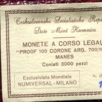 Cecoslovacchia, Repubblica Socialista (1960-1989): 100 korun 1971 "Joseph Manes" (KM#73), in confezione originale
