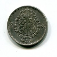 Svezia, Gustaf V (1907-1950): 2 kronor 1950 (KM#815)
