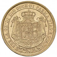 Parma, Maria Luigia (1815-1847): 40 lire 1815 (Gigante#1), fondo del retro lucentissimo e praticamente FDC, il diritto è SPL+. Raro in questa qualità