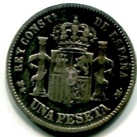 Spagna, Alfonso XII (1874-1885): 1 peseta 1882 (KM#686)
