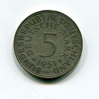 Germania, Rep. Federale (dal 1949): 5 marchi 1951-G (KM#112.1)