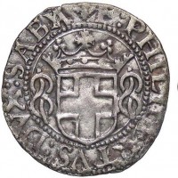 Emanuele Filiberto (1553-1580): grosso di I tipo 1555 (MIR#529b), grammi 1.75