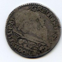 Ancona, Gregorio XIII (1572-1585): testone gr. 9,10 (Muntoni#275)