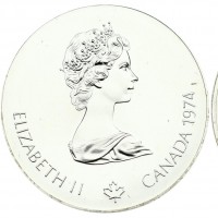Canada, Elisabetta II (1952-2022): 5 dollari 1974 "Torcia Olimpica" (KM#90)