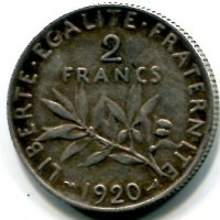 Francia, Terza Repubblica (1871-1940): 2 franchi 1920 (Gadoury#532)
