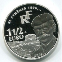 Francia, 2003: 1 1/2 euro "Pierre of Coubertin" (KM#1461), in conf.originale
