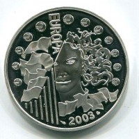 Francia, 2003: 1 1/2 euro "Volto Europa, Croce" (KM#1338), in confezione originale