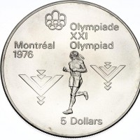 Canada, Elisabetta II (1952-2022): 5 dollari 1975 "Marathon" (KM#98)