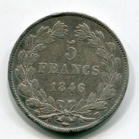 Francia, Luigi Filippo (1830-1848): 5 franchi 1846-BB (Gadoury#678A)
