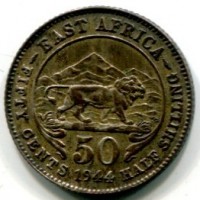 East Africa, Giorgio VI (1936-1952): 50 cent. 1944 (KM#27)

