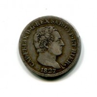 Carlo Felice (1821-1831): 50 centesimi 1827-To (Gigante#91), colpetti al bordo