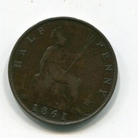 Gran Bretagna, Vittoria (1837-1901): 1/2 penny 1861 (Spink#3956)