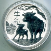 Australia, Elisabetta II (1952-2022): 1 dollaro 2021 "Calendario lunare- Anno del Bue" -Oncia-
