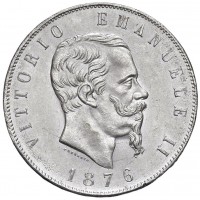 Vittorio Emanuele II (1861-1878): 5 lire 1876-Roma (Gigante#51), grande qualità con solo minimi segnetti di contatto