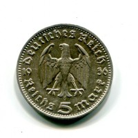 Germania, Terzo Reich (1933-1945): 5 marchi 1936-D (KM#86)

