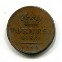 Napoli, Ferdinando IV (1830-1859): 10 tornesi 1840 (Gigante#191)
