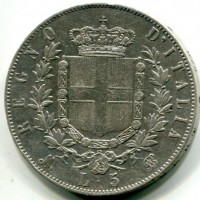 Vittorio Emanuele II (1861-1878): 5 lire 1872-Mi (Gigante#44)