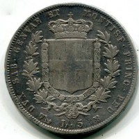 Vittorio Emanuele II (1849-1861): 5 lire 1851-Ge (Gigante#32)
