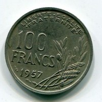 Francia, Quarta Repubblica (1947-1959): 100 franchi 1957-B "Cochet" (Gadoury#897)
