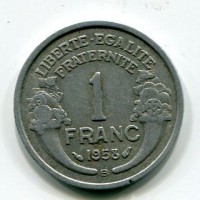 Francia, Quarta Repubblica (1947-1959): 1 franco 1958-B "Morlon" (Gadoury#473B)