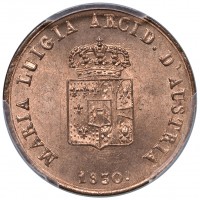 Parma, Maria Luigia (1815-1547): 1 centesimo 830 (Gigante#16), conservazione eccezionale, rame rosso fuoco, in slab PCGS MS65RD