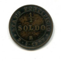 Roma, Pio IX (1846-1870): 1/2 soldo 1867-XXI (Gigante#328)