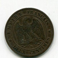 Francia, Napoleone III (1852-1870): 2 centesimi 1855-D -cane- (Gadoury#103)