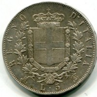 Vittorio Emanuele II (1861-1878): 5 lire 1873-Mi (Gigante#46)